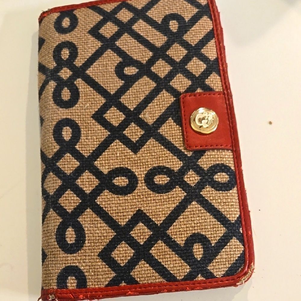 Designer Patterned Wallet With Red Trim - image 1